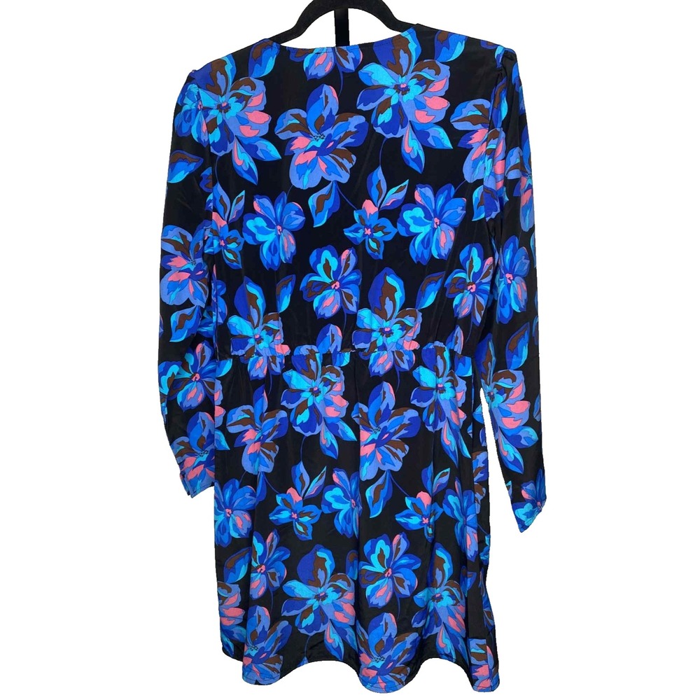 Sanctuary Womens Blue Daytime Mini Floral Print Wrap Dress size Large whimsigoth - Picture 7 of 9